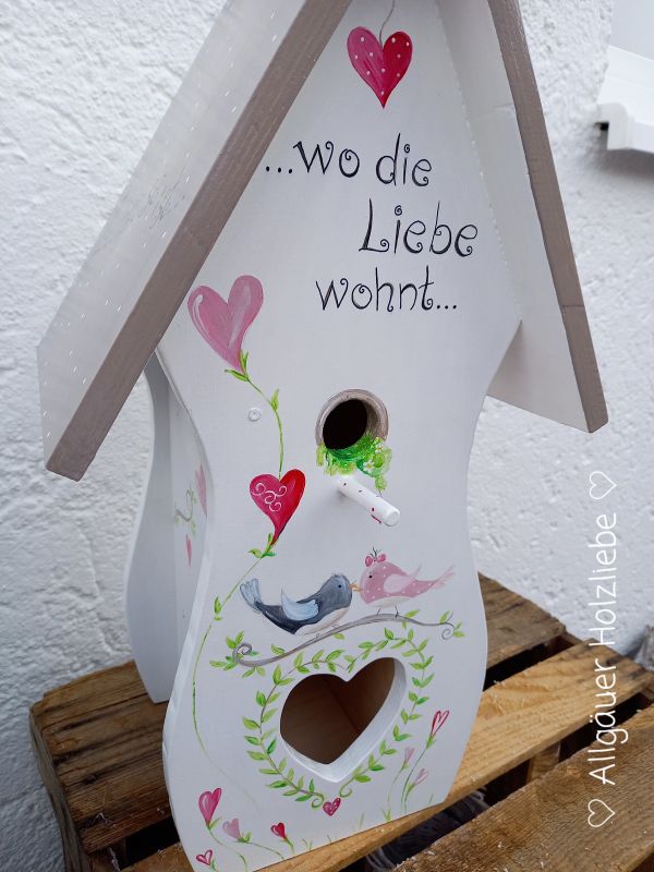 Großes Vogelhaus * Zuhause ist... * 55 x 30 x 25 cm * Herz